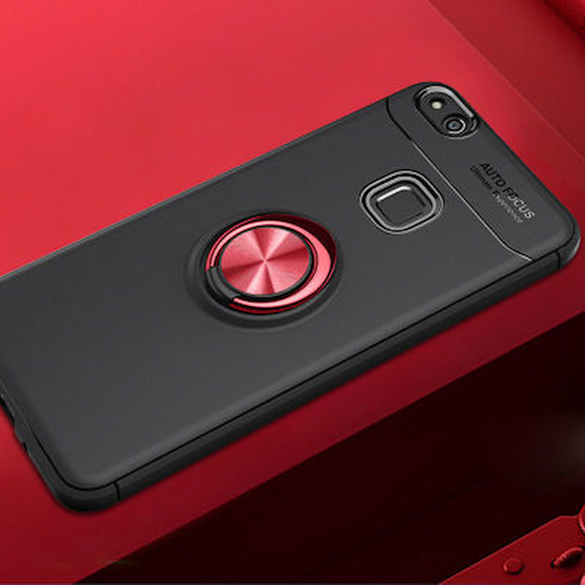 Huawei P10 Lite Kılıf Yüzüğü Stant ve Araç Tutucu Olabilen Şık Esnek Premium Silikon Kapak RYC/Ravel