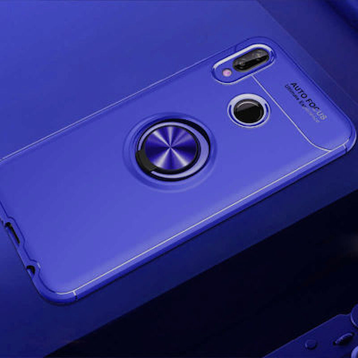 Huawei P20 Lite Ultra Koruma Sağlayan Stant Özellikli Yüzüklü Ravel Silikon Kılıf
