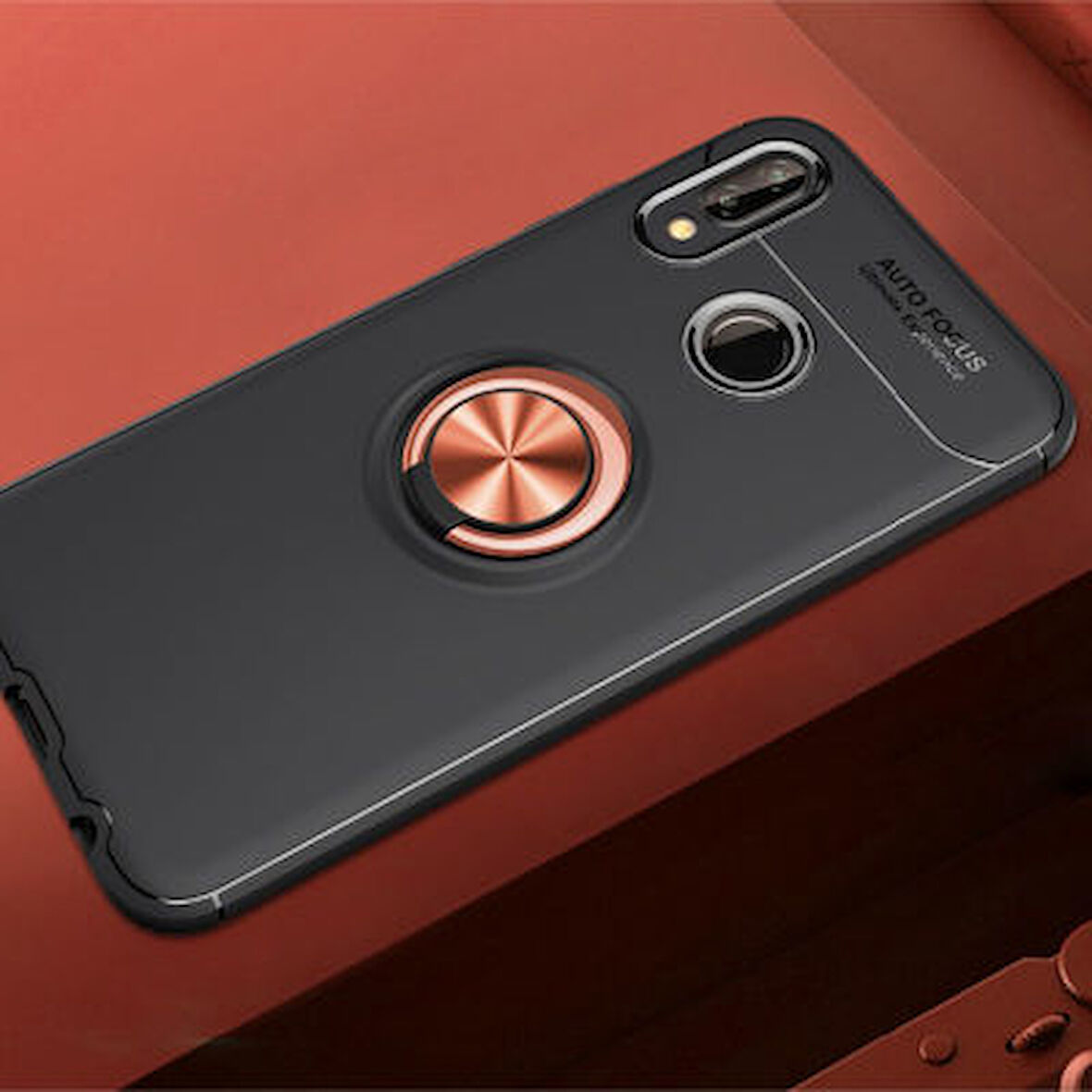 Huawei P20 Lite Ultra Koruma Sağlayan Stant Özellikli Yüzüklü Ravel Silikon Kılıf