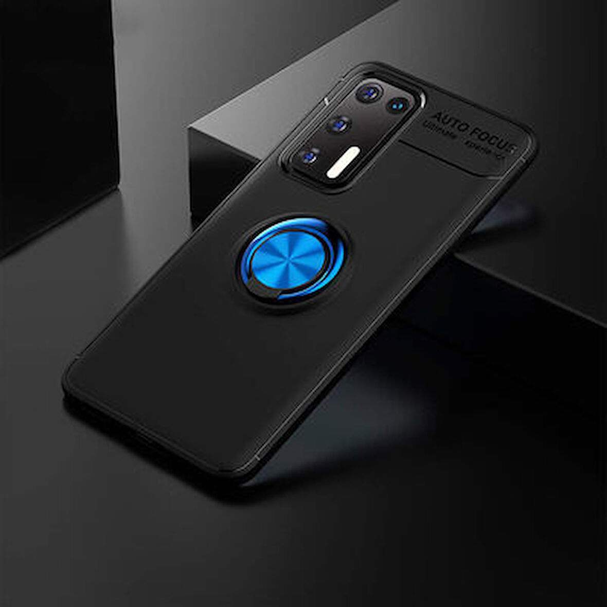 Huawei P40 Kılıf Yüzüğü Stant ve Araç Tutucu Olabilen Şık Esnek Premium Silikon Kapak RYC/Ravel