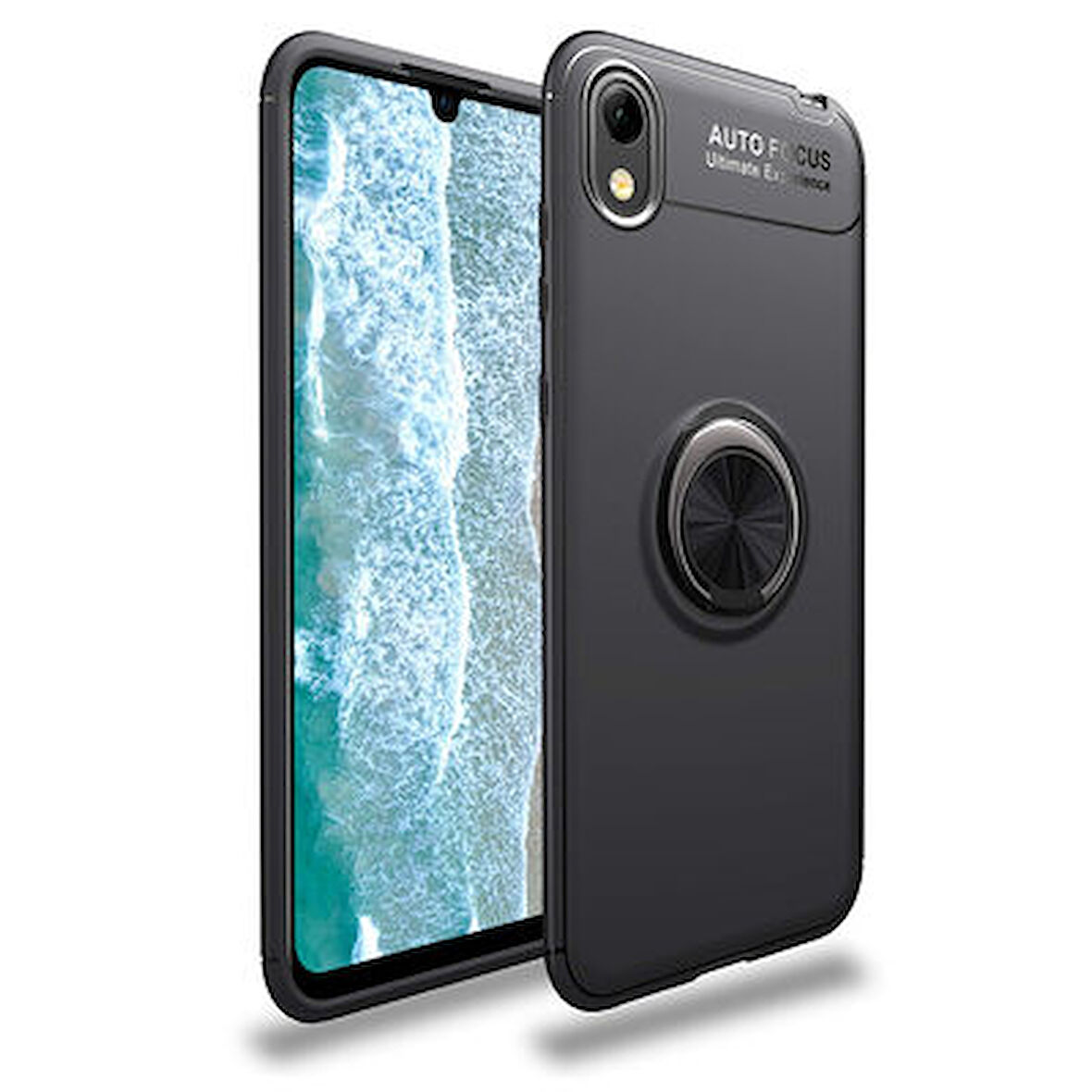 Huawei Y5 2019 Kılıf Yüzüğü Stant ve Araç Tutucu Olabilen Şık Esnek Premium Silikon Kapak RYC/Ravel