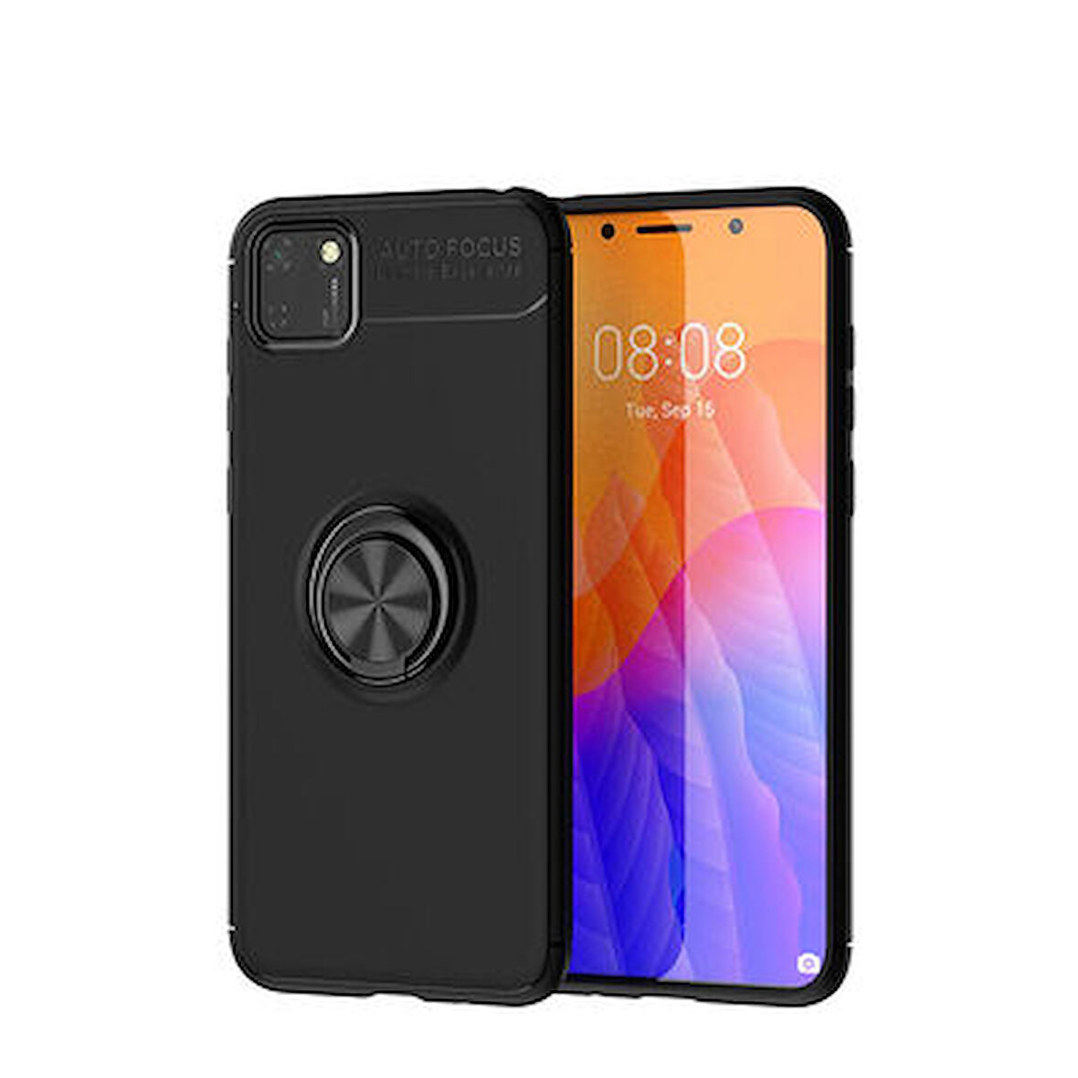 Huawei Y5P Kılıf Yüzüğü Stant ve Araç Tutucu Olabilen Şık Esnek Premium Silikon Kapak RYC/Ravel