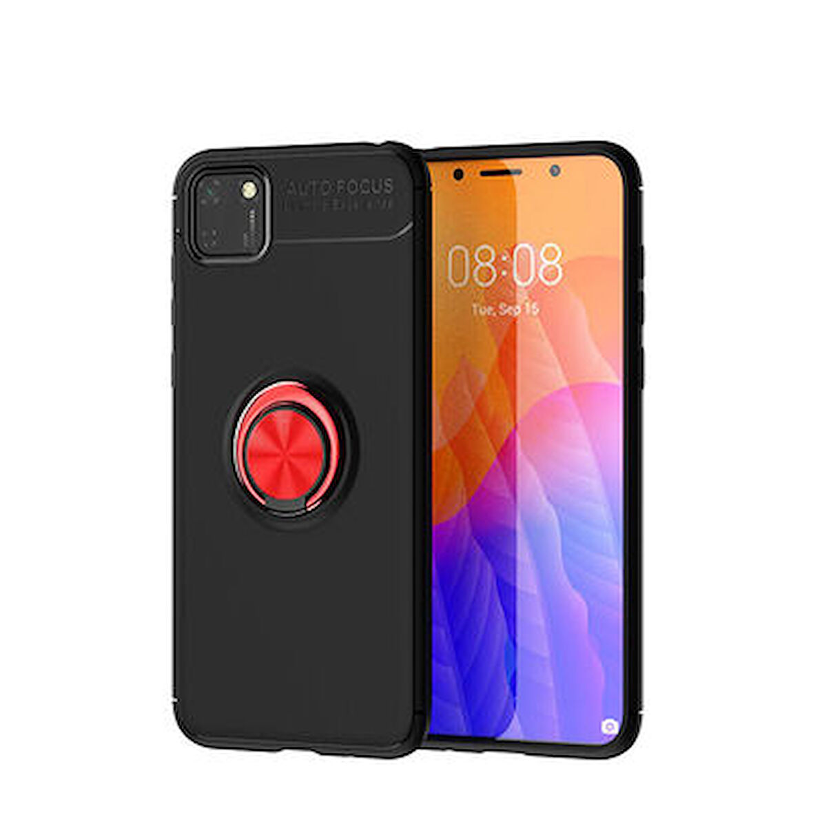 Huawei Y5P Ultra Koruma Sağlayan Stant Özellikli Yüzüklü Ravel Silikon Kılıf
