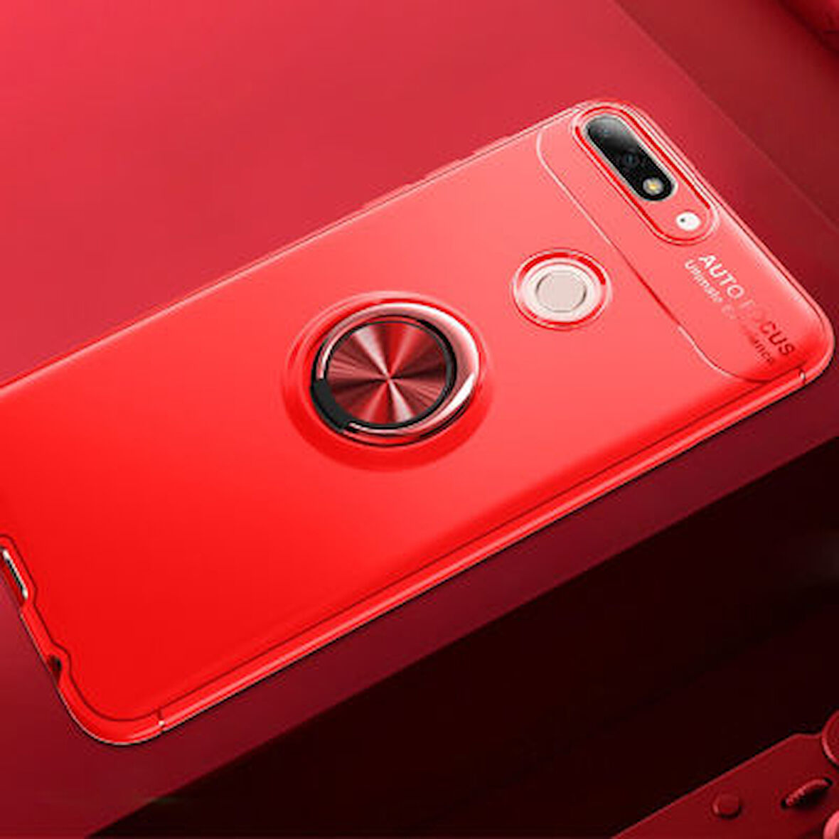 Huawei Y7 2018  Kılıf Yüzüklü Sağlam Esnek Ringo Silikon Kapak