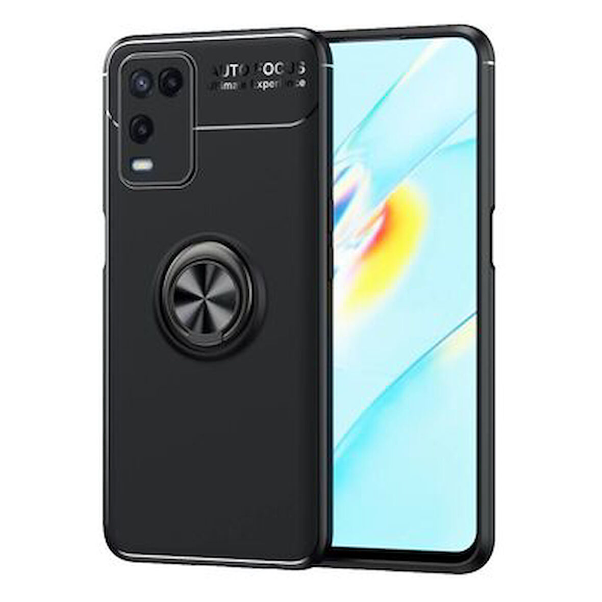 Oppo A54 4G Kılıf Yüzüğü Stant ve Araç Tutucu Olabilen Şık Esnek Premium Silikon Kapak RYC/Ravel