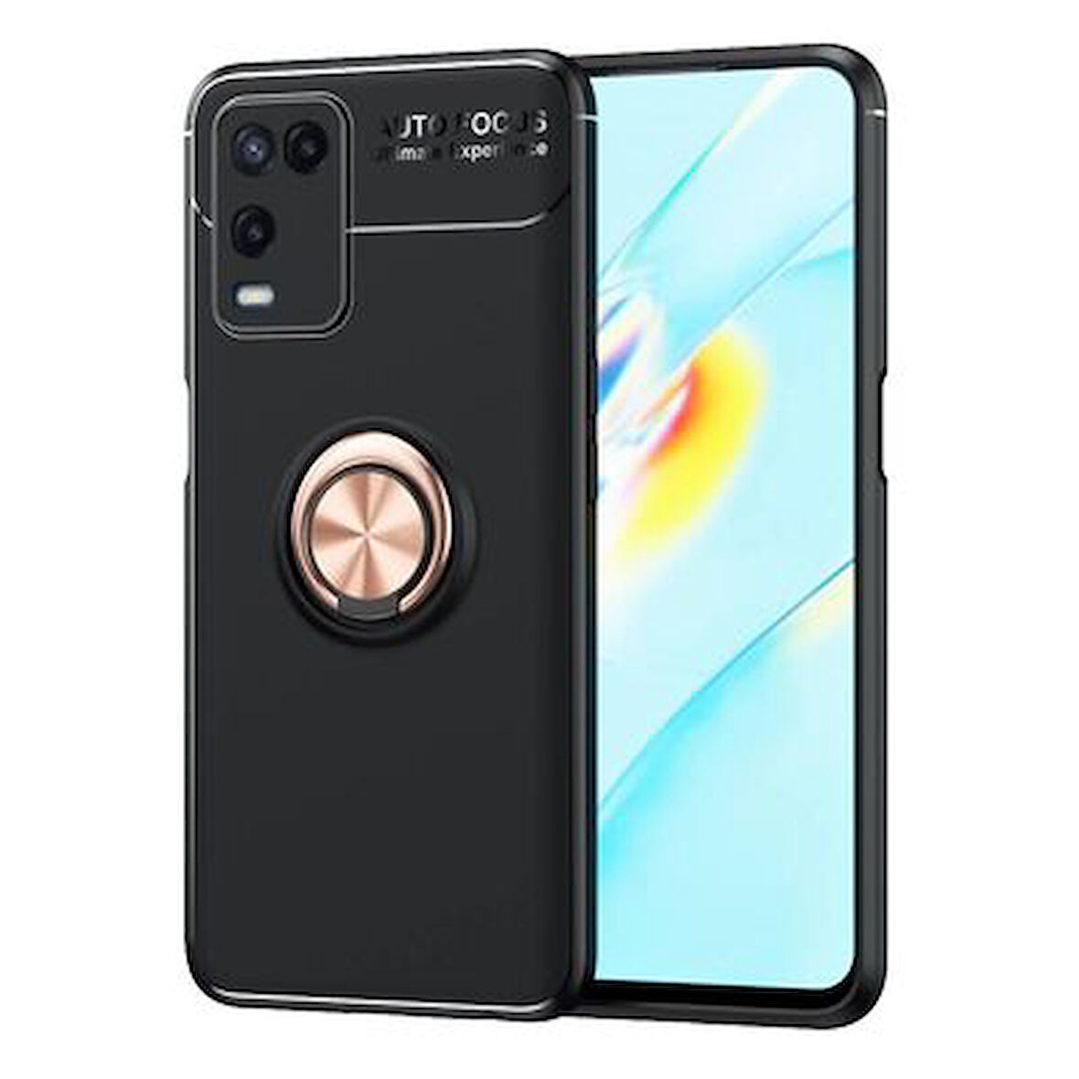Oppo A54 4G Kılıf Yüzüğü Stant ve Araç Tutucu Olabilen Şık Esnek Premium Silikon Kapak RYC/Ravel