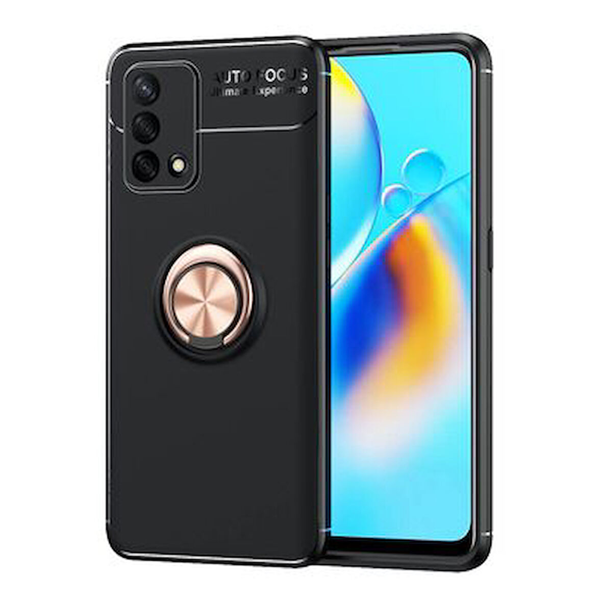Oppo A74 4G Kılıf Yüzüğü Stant ve Araç Tutucu Olabilen Şık Esnek Premium Silikon Kapak RYC/Ravel