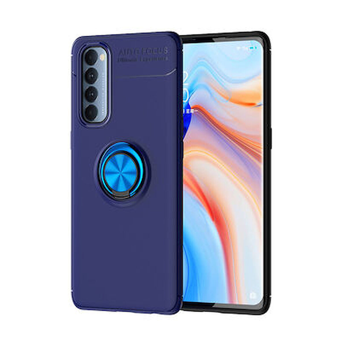 Oppo Reno 4 Pro 4G Kılıf Yüzüğü Stant ve Araç Tutucu Olabilen Şık Esnek Premium Silikon Kapak RYC/Ravel