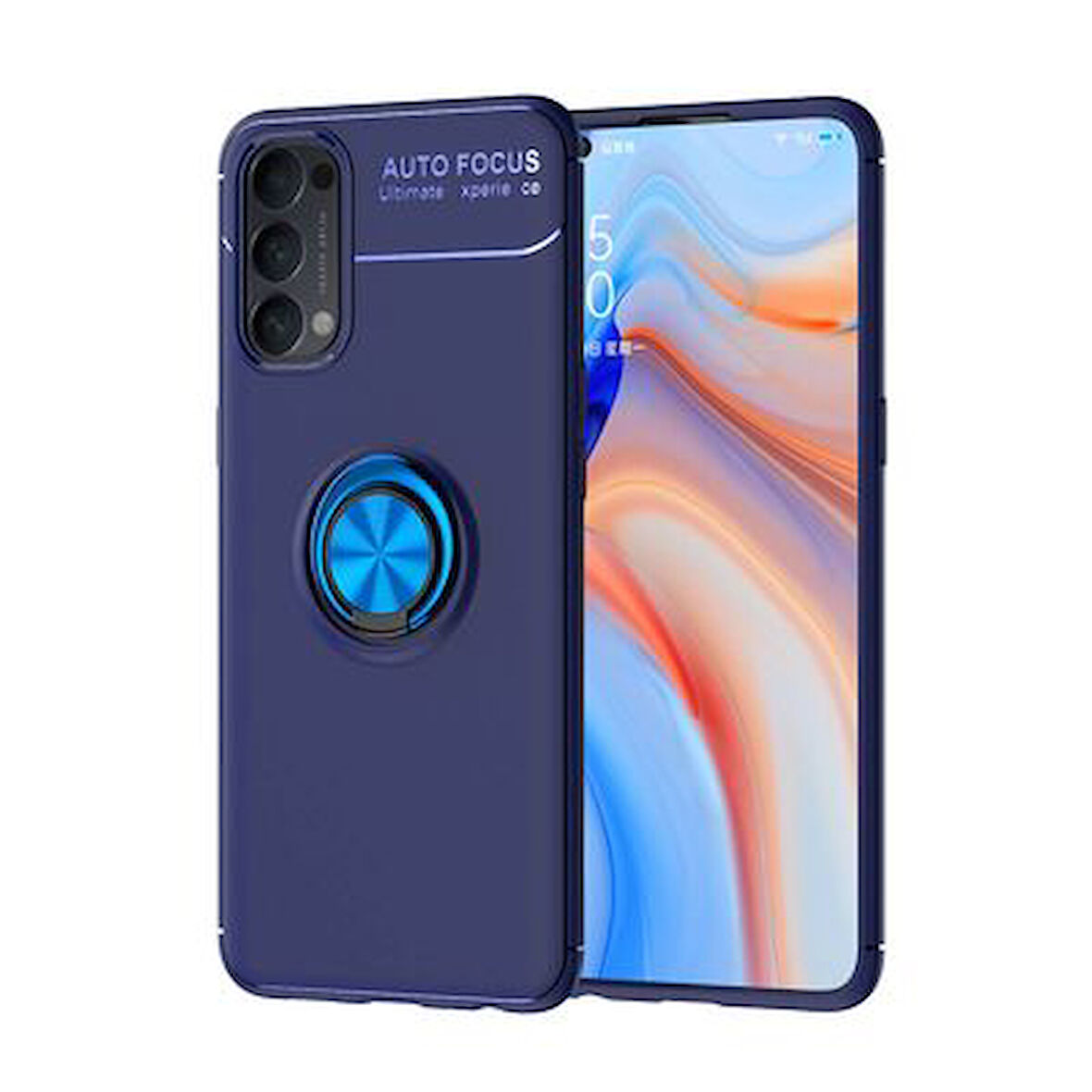 Oppo Reno 4  Kılıf Yüzüklü Sağlam Esnek Ringo Silikon Kapak