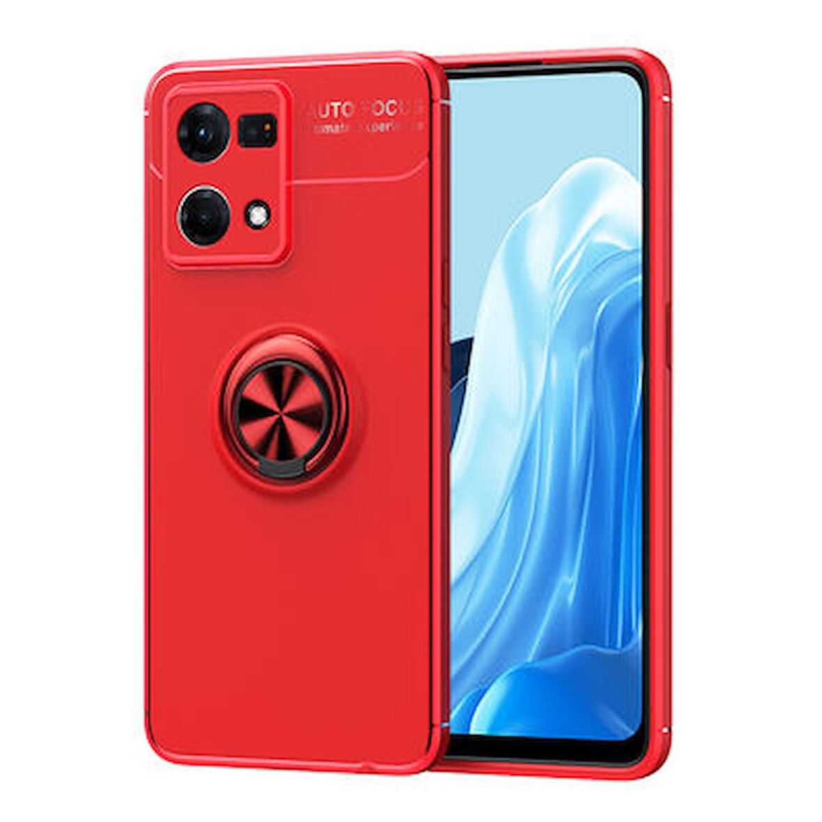 Oppo Reno 7 4G Kılıf Yüzüğü Stant ve Araç Tutucu Olabilen Şık Esnek Premium Silikon Kapak RYC/Ravel
