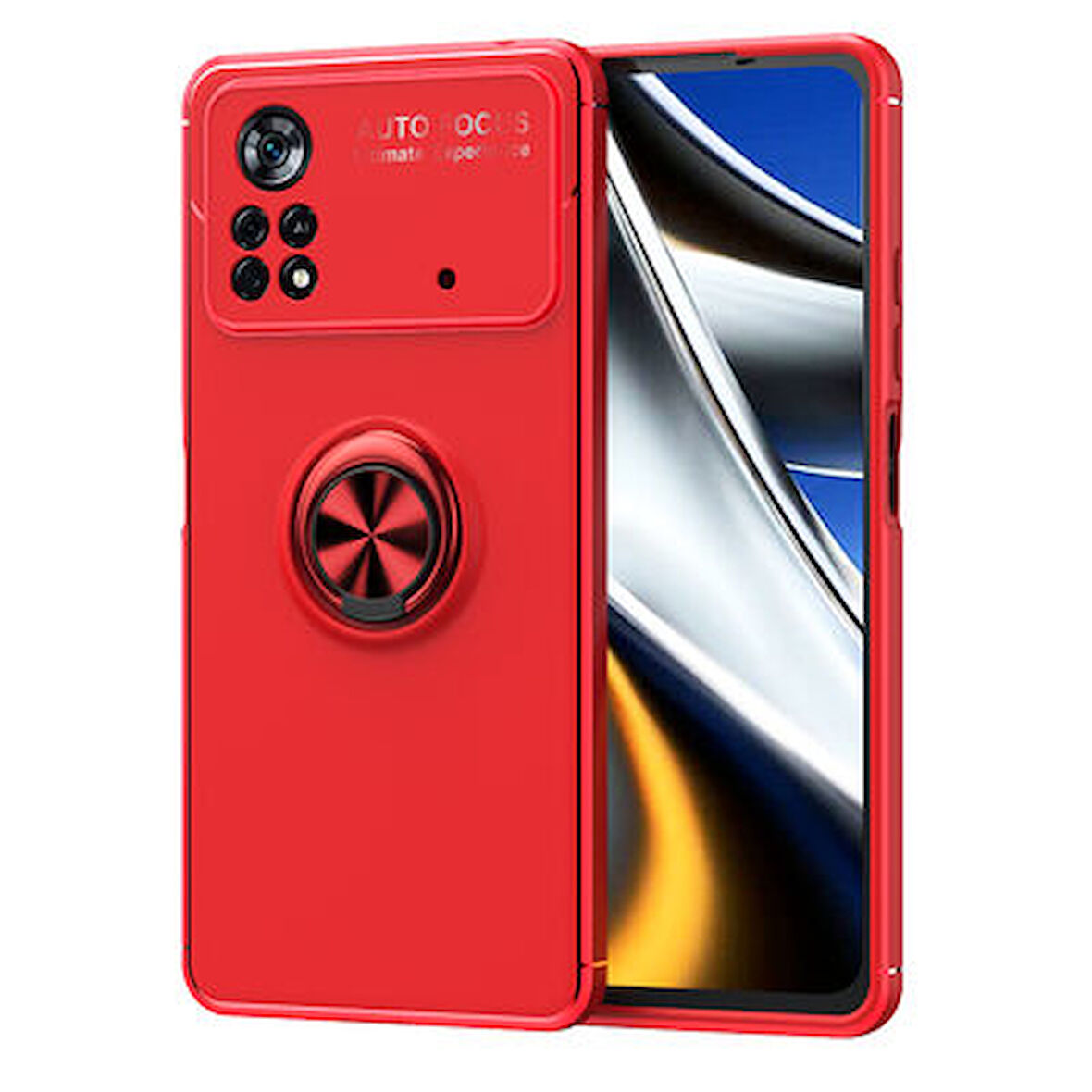 Poco M4 Pro 4G Kılıf Yüzüğü Stant ve Araç Tutucu Olabilen Şık Esnek Premium Silikon Kapak RYC/Ravel