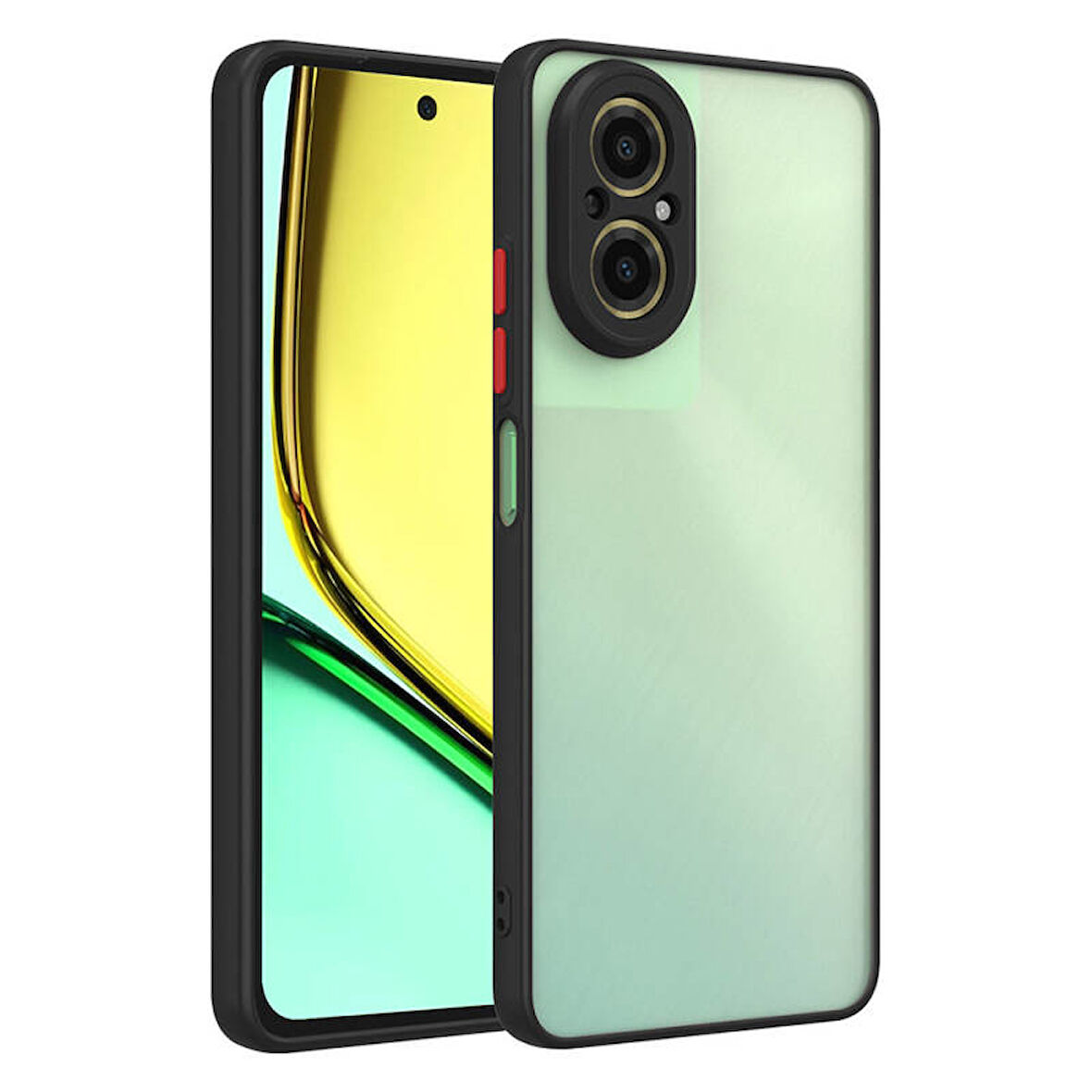 Realme 12 Lite Kılıf Arkası Buğulu Kenarları Renkli Sert Premium Silikon Kapak RCV/Hux