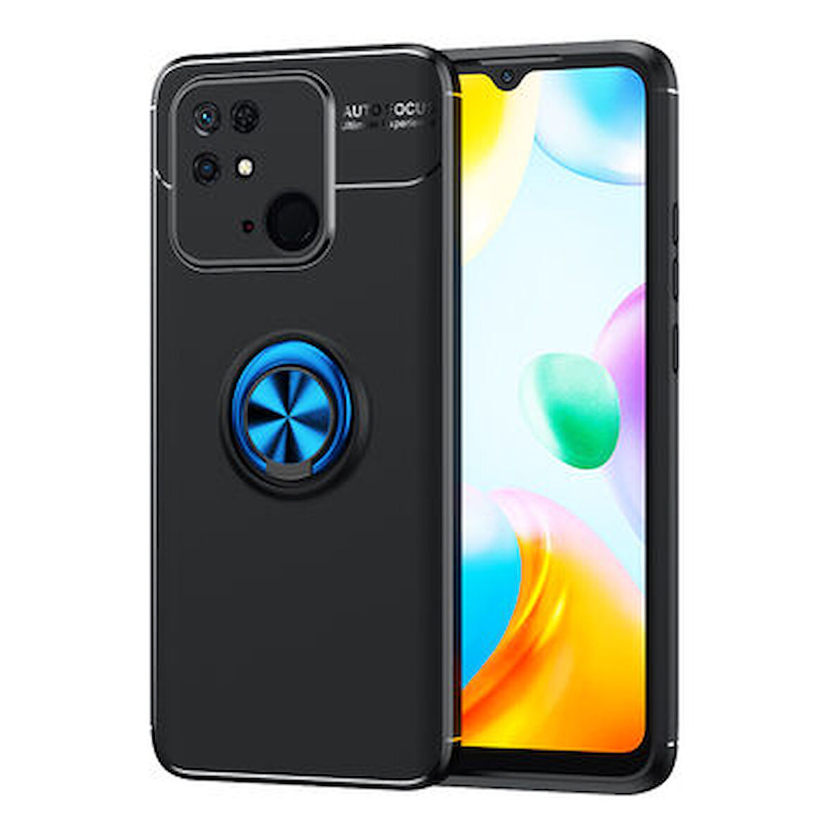 Redmi 10C Ultra Koruma Sağlayan Stant Özellikli Yüzüklü Ravel Silikon Kılıf