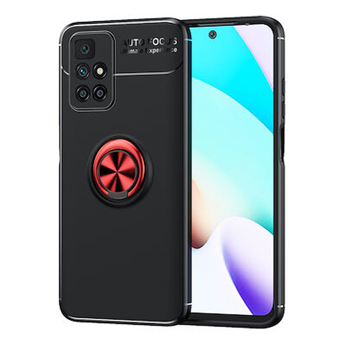 Redmi 10 Kılıf Yüzüğü Stant ve Araç Tutucu Olabilen Şık Esnek Premium Silikon Kapak RYC/Ravel