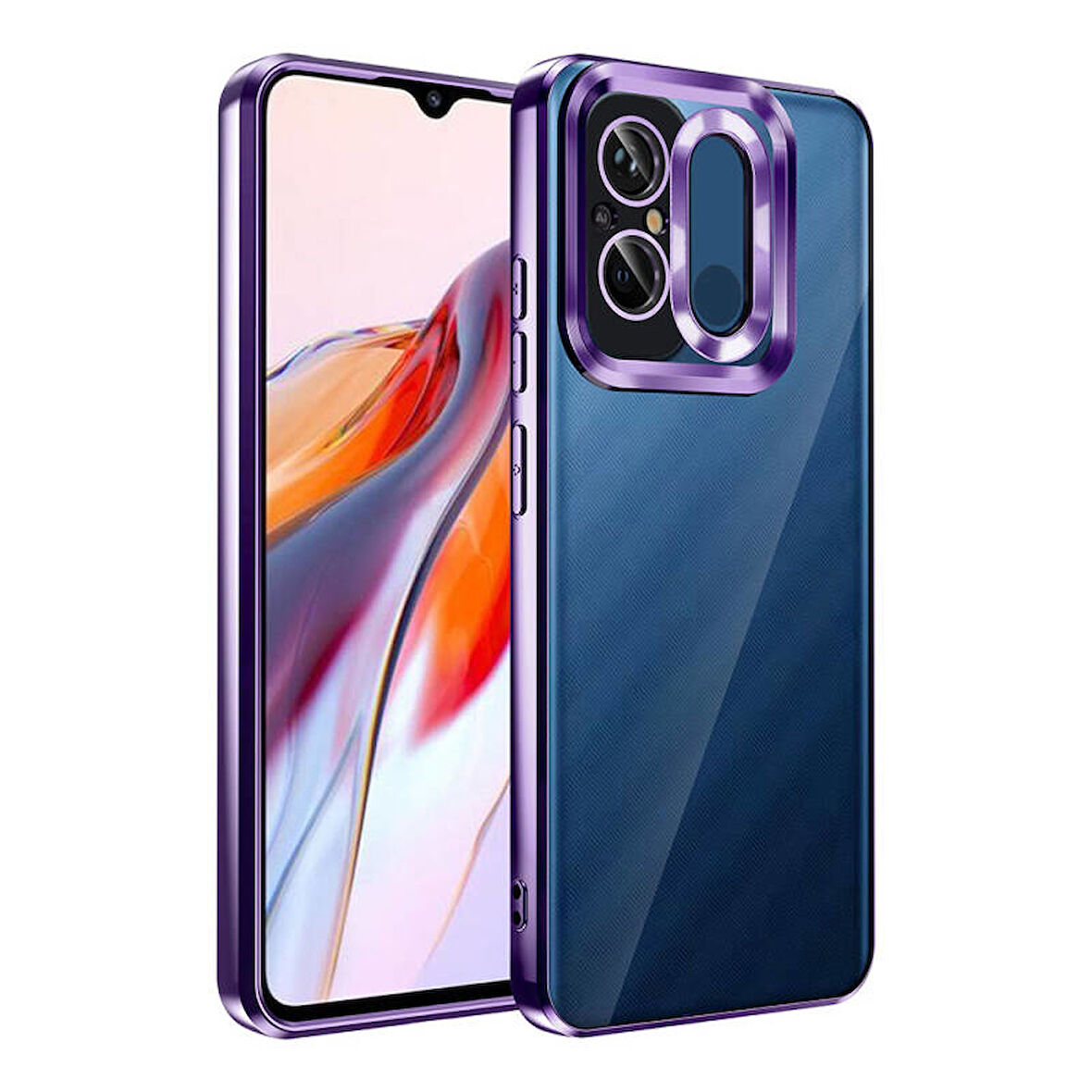 Redmi 12C Kılıf Kenarları Lazer Renkli ve Logo Detaylı Şık Esnek Premium Silikon Kapak RYC/Omega