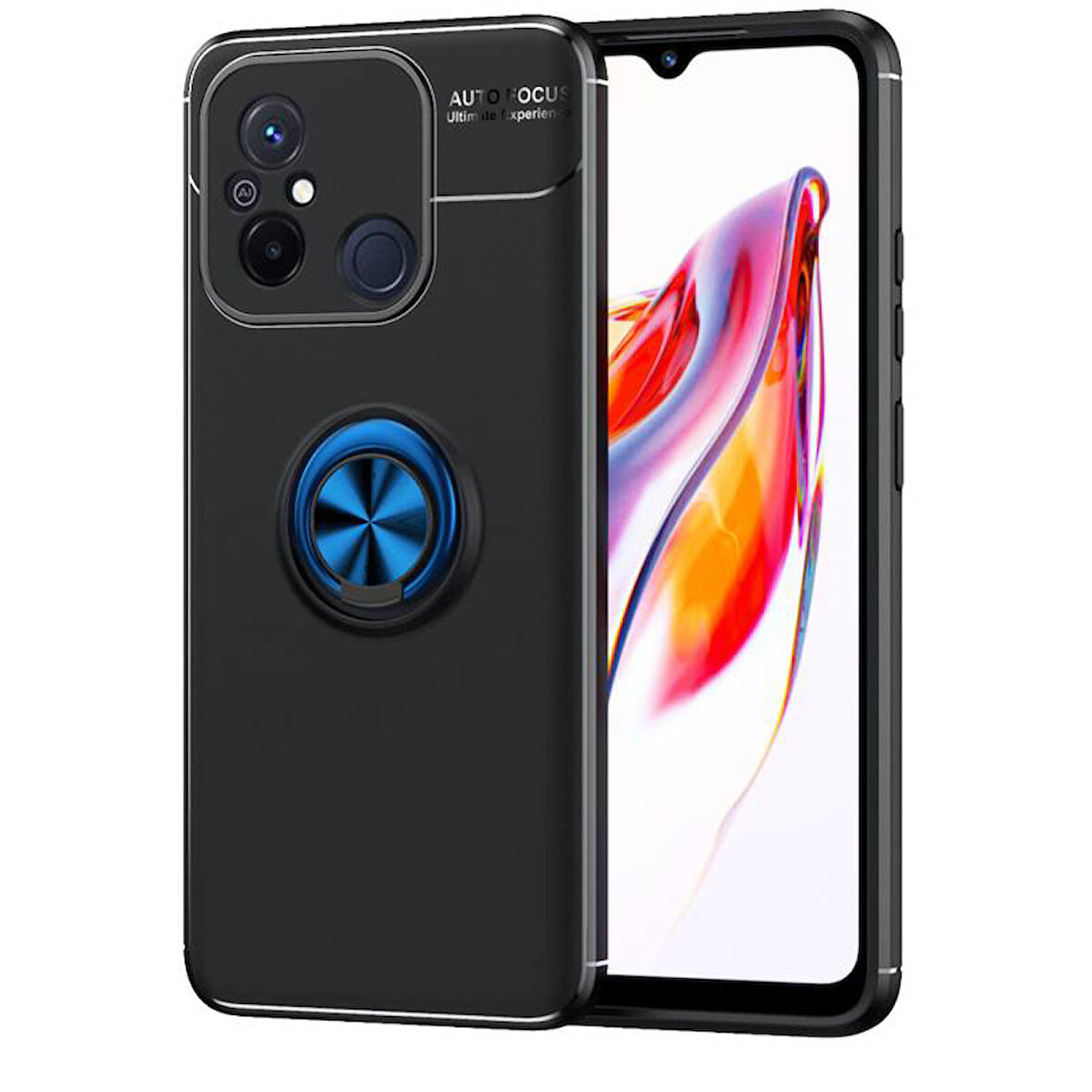 Redmi 12C Kılıf Yüzüğü Stant ve Araç Tutucu Olabilen Şık Esnek Premium Silikon Kapak RYC/Ravel