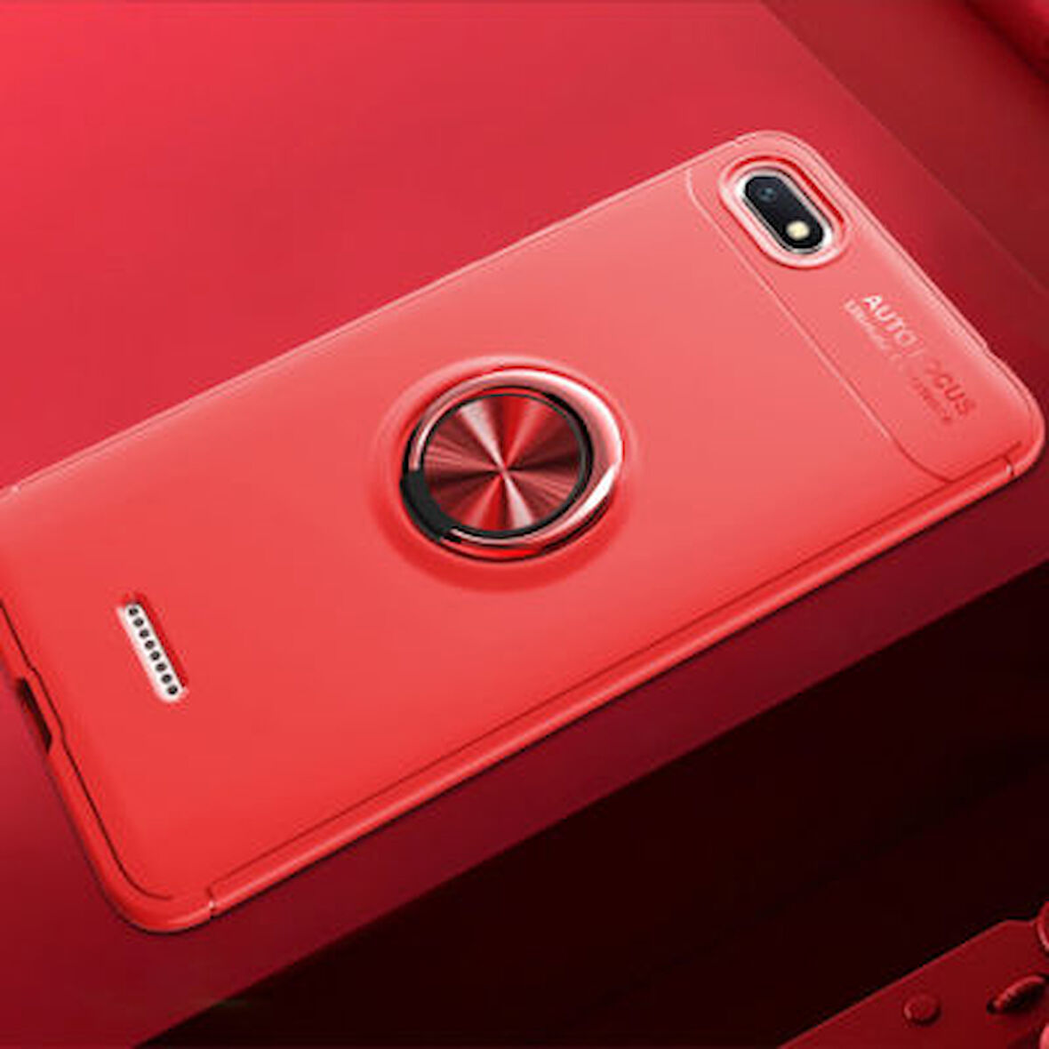 Redmi 6A Ultra Koruma Sağlayan Stant Özellikli Yüzüklü Ravel Silikon Kılıf