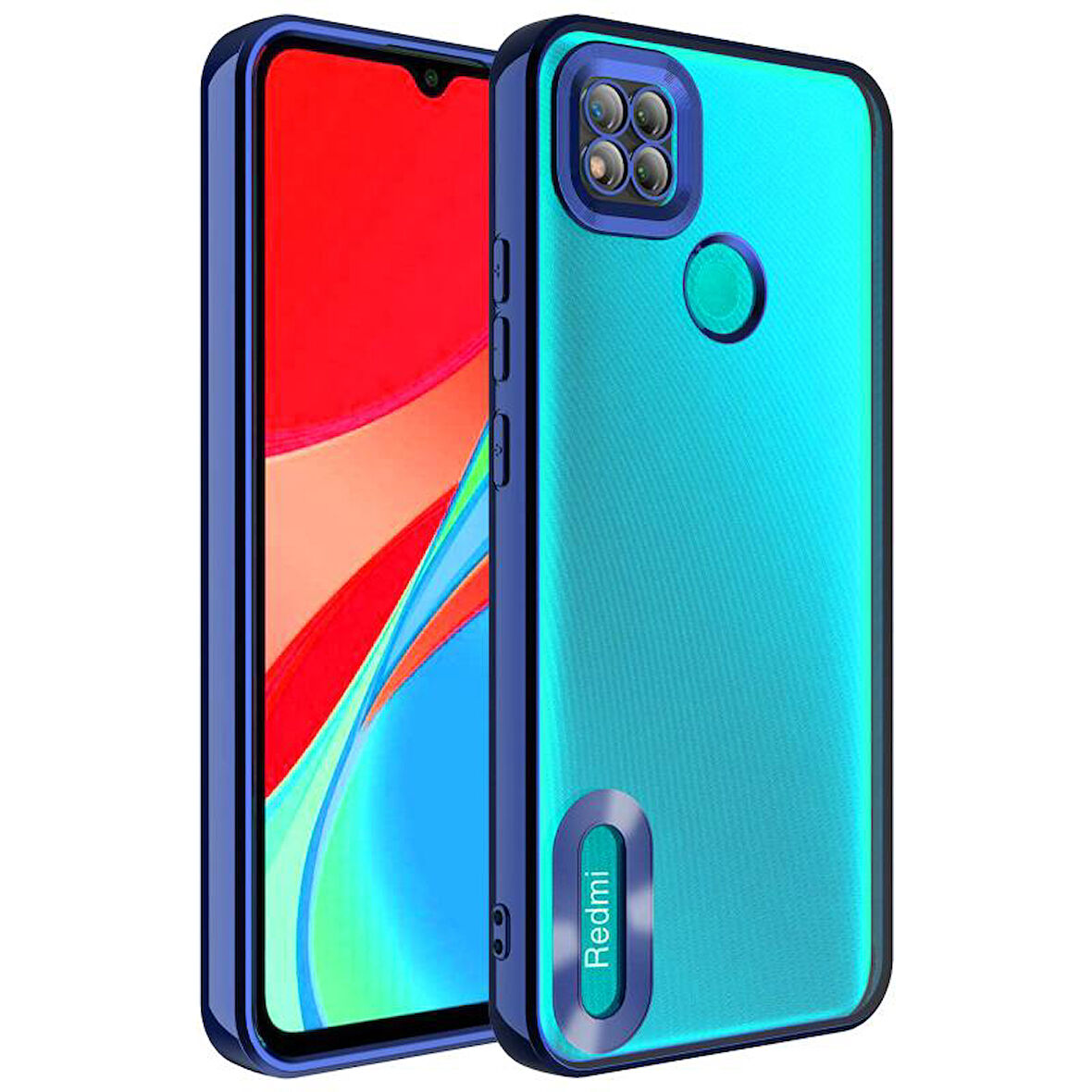 Redmi 9C Kılıf Kenarları Lazer Renkli ve Logo Detaylı Şık Esnek Premium Silikon Kapak RYC/Omega