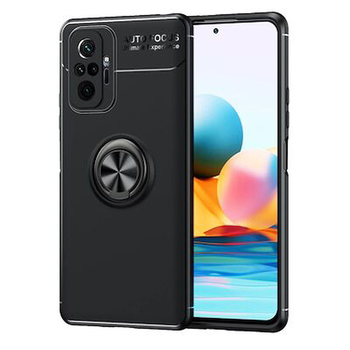 Redmi Note 10 Pro Ultra Koruma Sağlayan Stant Özellikli Yüzüklü Ravel Silikon Kılıf