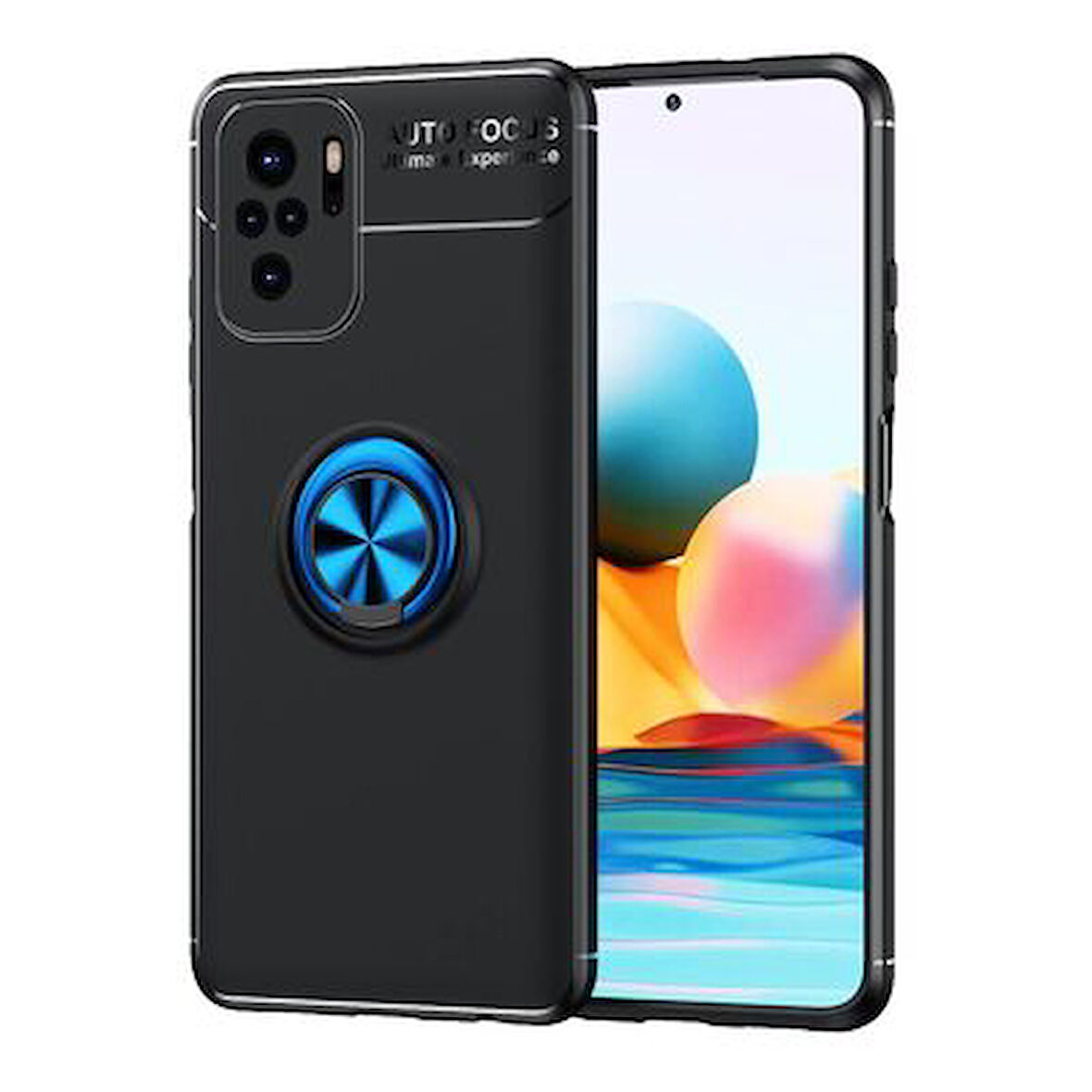 Redmi Note 10S Ultra Koruma Sağlayan Stant Özellikli Yüzüklü Ravel Silikon Kılıf