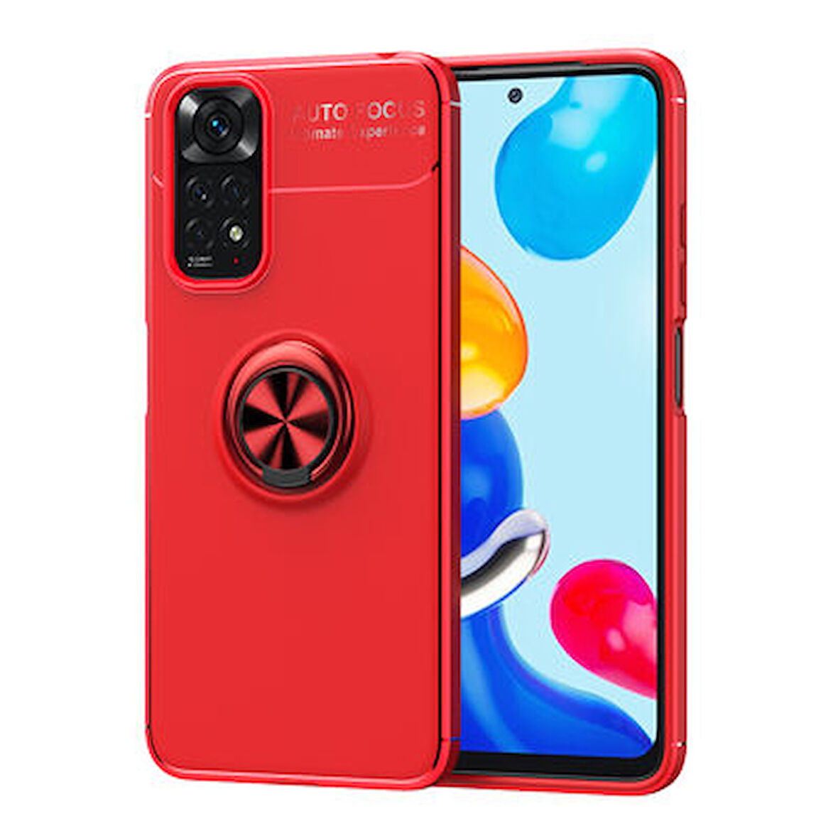 Redmi Note 11 Global Kılıf Yüzüğü Stant ve Araç Tutucu Olabilen Şık Esnek Premium Silikon Kapak RYC/Ravel