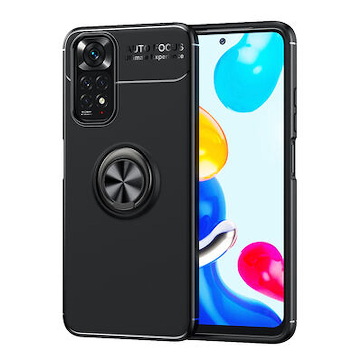 Redmi Note 11S Global Kılıf Yüzüğü Stant ve Araç Tutucu Olabilen Şık Esnek Premium Silikon Kapak RYC/Ravel