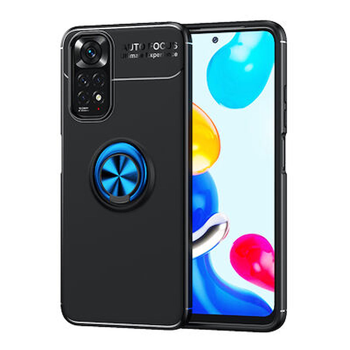 Redmi Note 11S Global Kılıf Yüzüğü Stant ve Araç Tutucu Olabilen Şık Esnek Premium Silikon Kapak RYC/Ravel