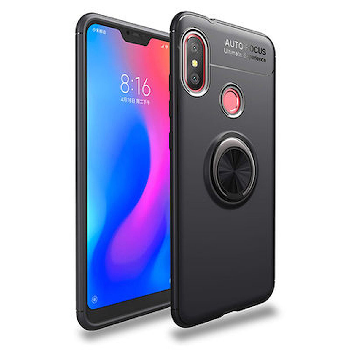 Redmi Note 6 Pro  Kılıf Yüzüklü Sağlam Esnek Ringo Silikon Kapak