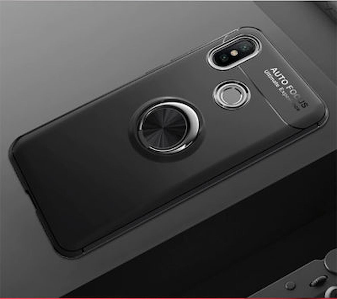 Redmi Note 7 Ultra Koruma Sağlayan Stant Özellikli Yüzüklü Ravel Silikon Kılıf