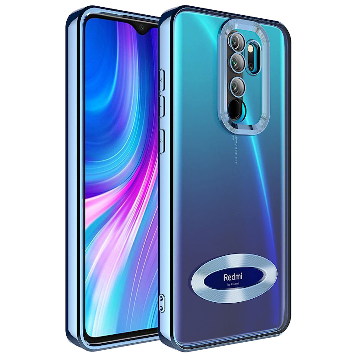 Redmi Note 8 Pro Kılıf Kenarları Lazer Renkli ve Logo Detaylı Şık Esnek Premium Silikon Kapak RYC/Omega