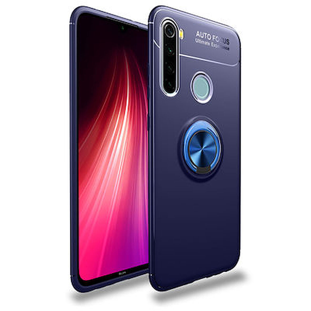 Redmi Note 8 Kılıf Yüzüğü Stant ve Araç Tutucu Olabilen Şık Esnek Premium Silikon Kapak RYC/Ravel