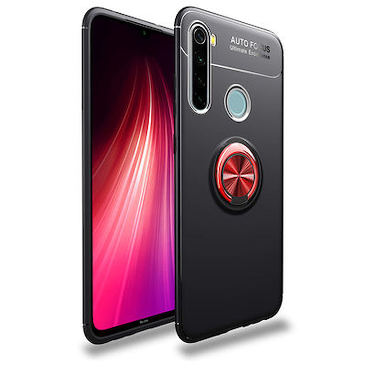 Redmi Note 8 Kılıf Yüzüğü Stant ve Araç Tutucu Olabilen Şık Esnek Premium Silikon Kapak RYC/Ravel