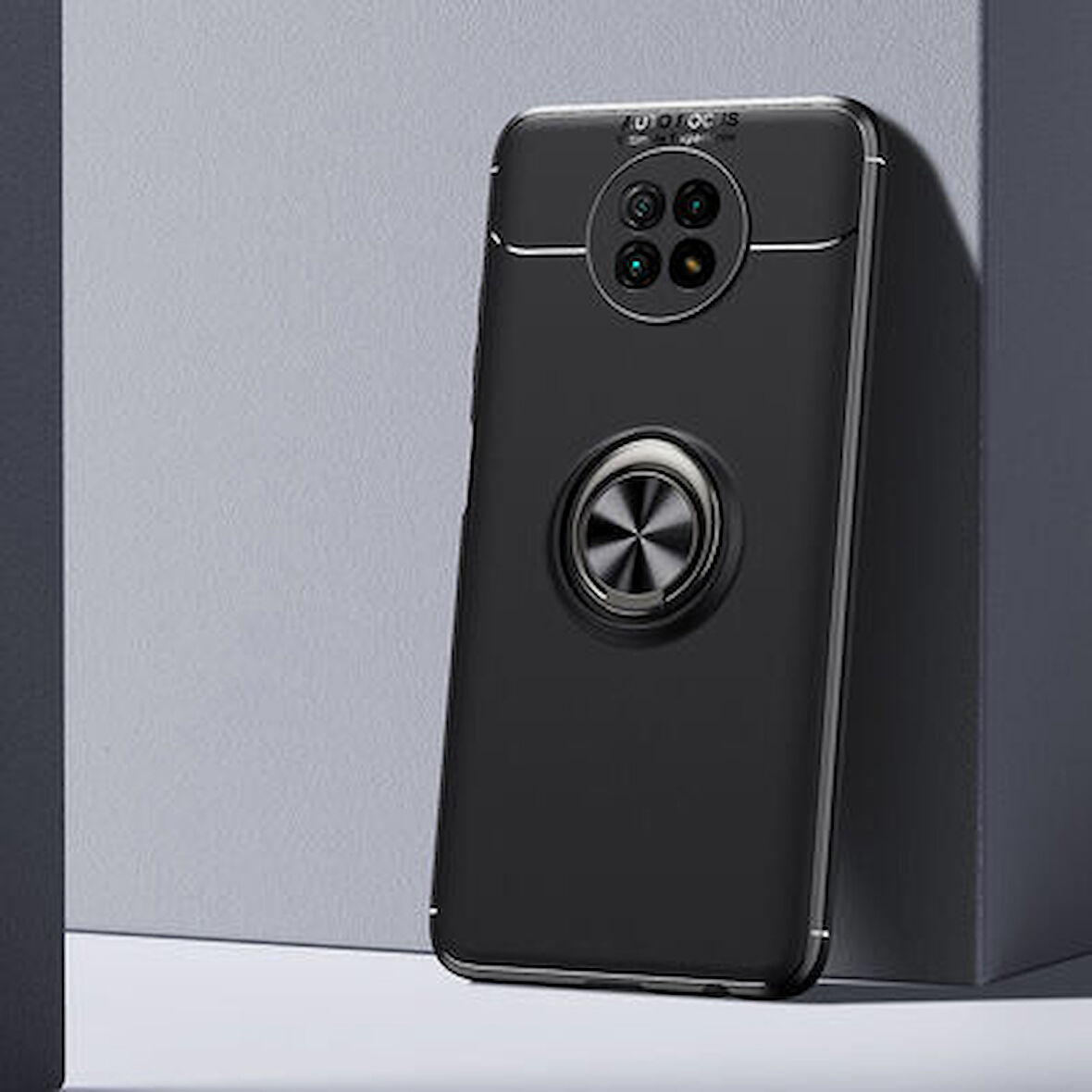 Redmi Note 9 5G Ultra Koruma Sağlayan Stant Özellikli Yüzüklü Ravel Silikon Kılıf