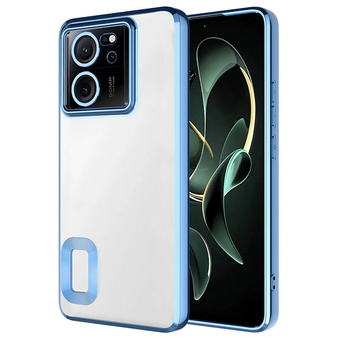 Xiaomi Mi 13T Pro Kılıf Kenarları Lazer Renkli ve Logo Detaylı Şık Esnek Premium Silikon Kapak RYC/Omega