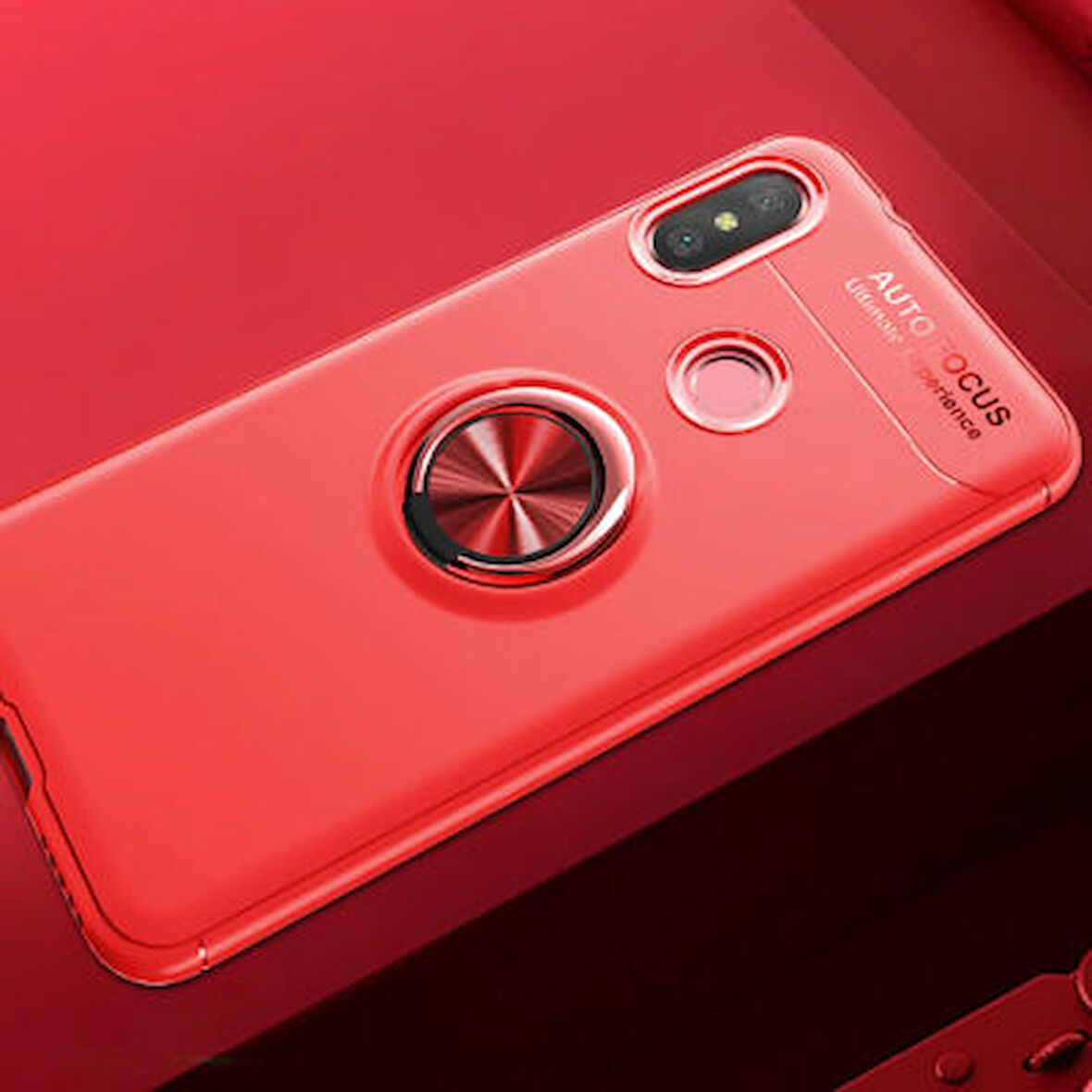 Xiaomi Mi A2 Lite Kılıf Yüzüğü Stant ve Araç Tutucu Olabilen Şık Esnek Premium Silikon Kapak RYC/Ravel