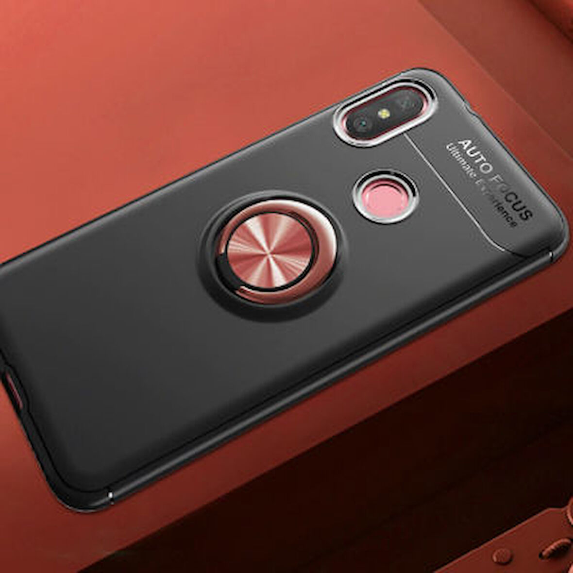 Xiaomi Mi A2 Lite Kılıf Yüzüğü Stant ve Araç Tutucu Olabilen Şık Esnek Premium Silikon Kapak RYC/Ravel
