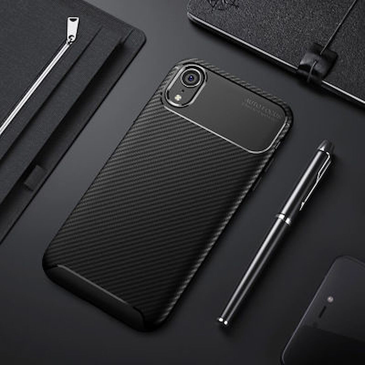 iPhone XR Kılıf Karbon Desenli Şık Negro Premium Silikon Kapak