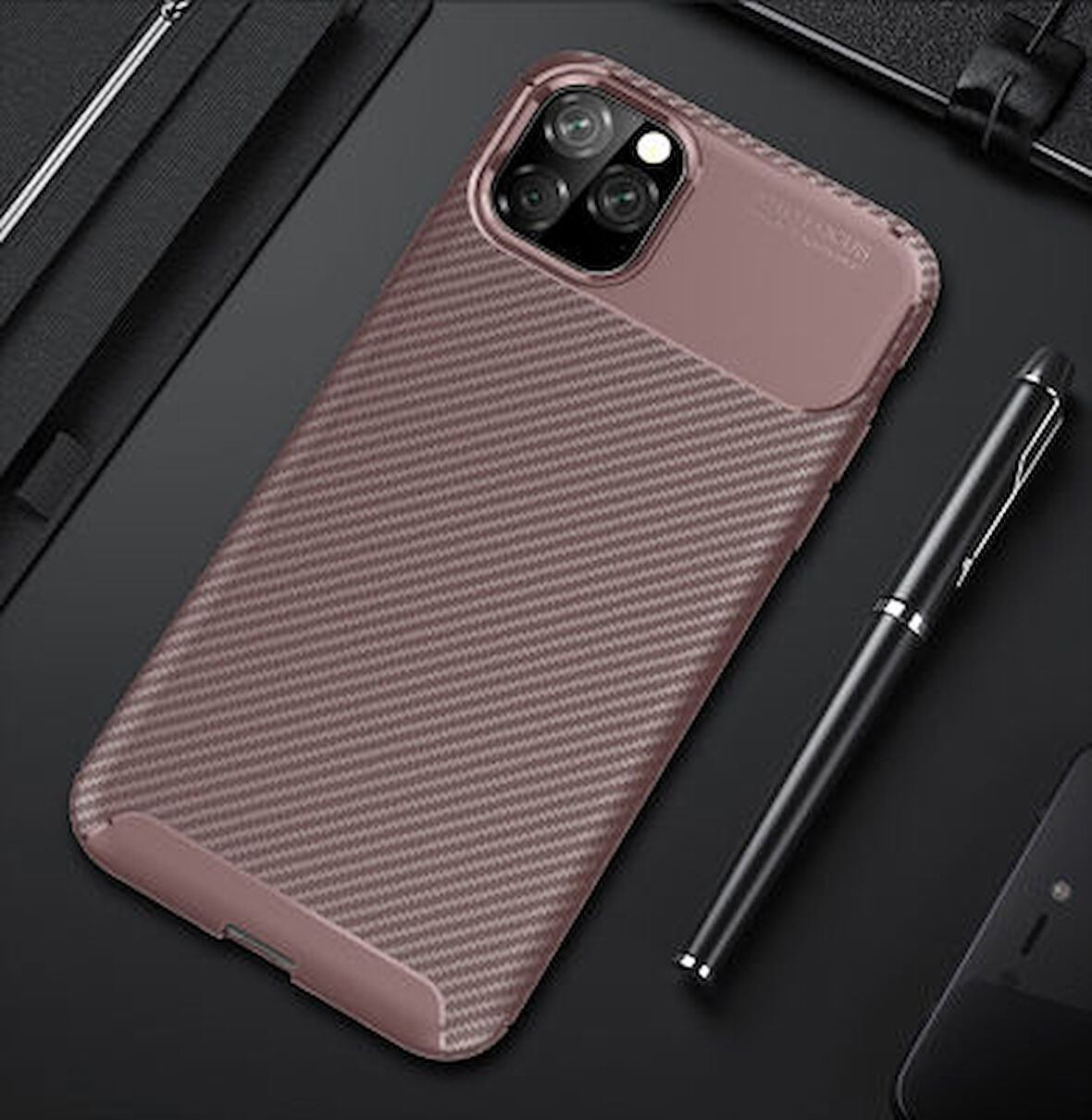iPhone 11 Pro Kılıf Karbon Desenli Şık Tamia Premium Silikon Kapak