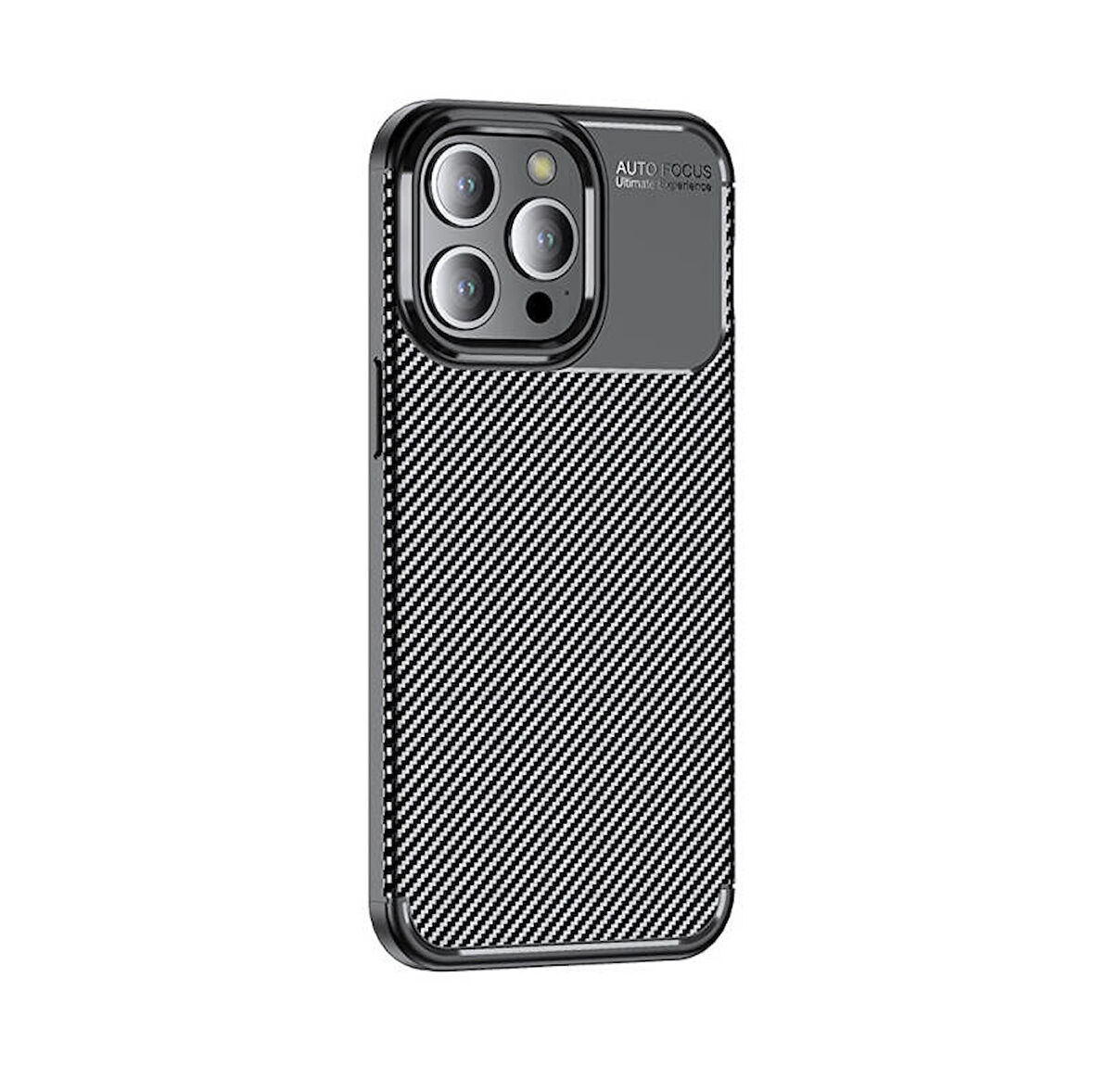 iPhone 15 Pro Kılıf Karbon Desenli Esnek Yüksek Kaliteli Meteryalden Üretilmiş Silikon Kapak RYC/Negro