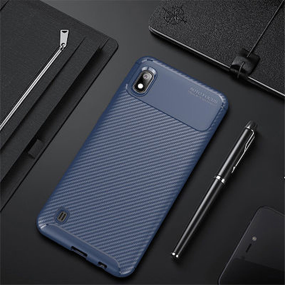 Samsung Galaxy A10 Kılıf Karbon Desenli Şık Tamia Premium Silikon Kapak