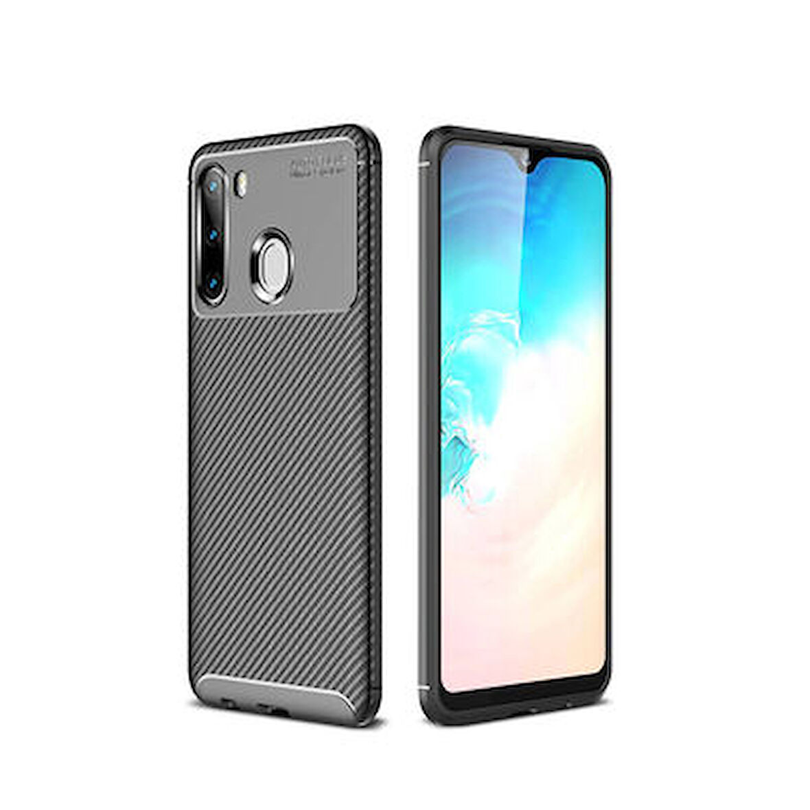 Samsung Galaxy A21 Kılıf Karbon Desenli Şık Negro Premium Silikon Kapak
