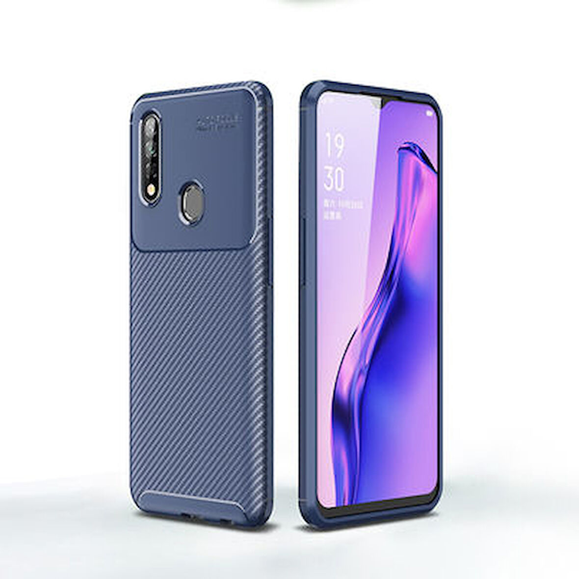 Oppo A31 Kılıf Karbon Desenli Esnek Yüksek Kaliteli Meteryalden Üretilmiş Silikon Kapak RYC/Negro