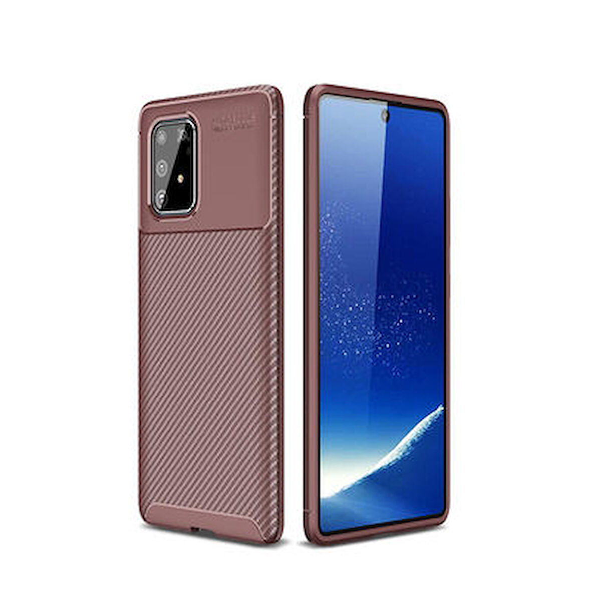 Samsung Galaxy A91 Kılıf Karbon Desenli Şık Tamia Premium Silikon Kapak