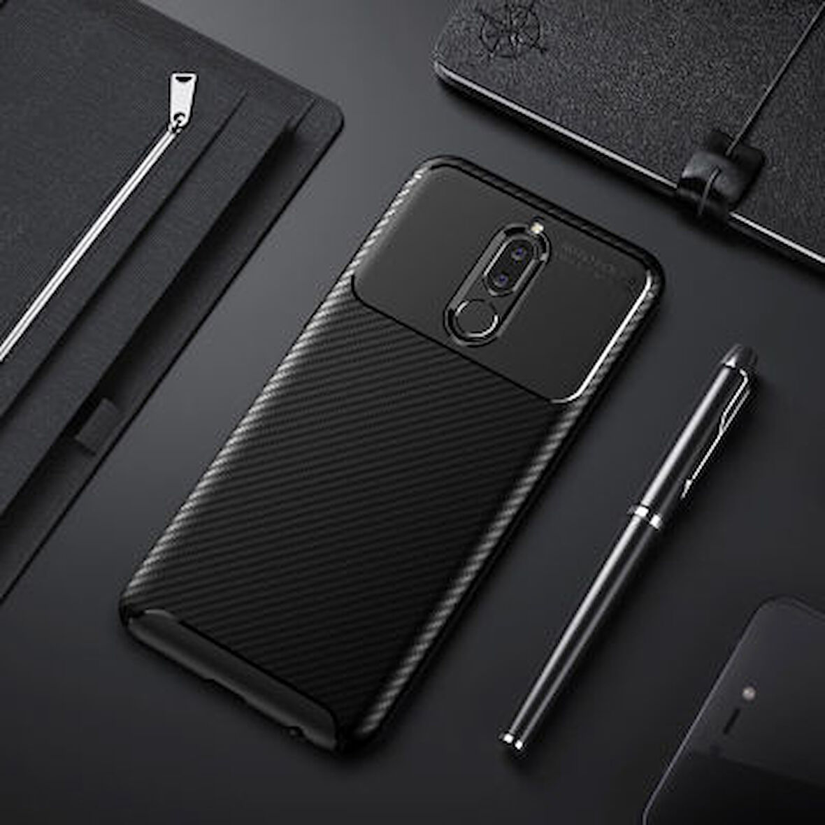Huawei Mate 10 Lite Kılıf Karbon Desenli Şık Negro Premium Silikon Kapak