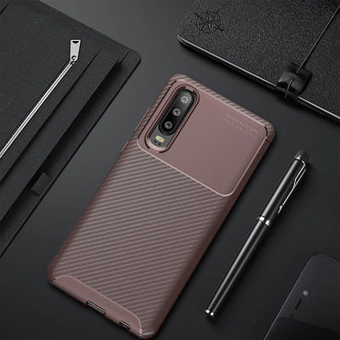 Huawei P30 Kılıf Karbon Desenli Şık Negro Premium Silikon Kapak