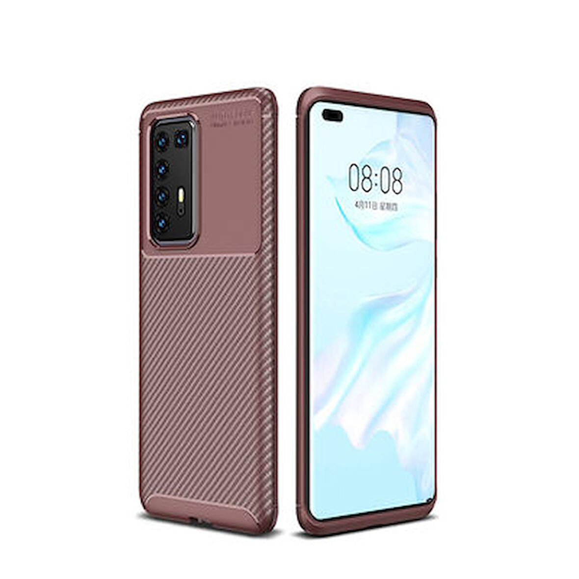 Huawei P40 Pro Kılıf Karbon Desenli Şık Tamia Premium Silikon Kapak
