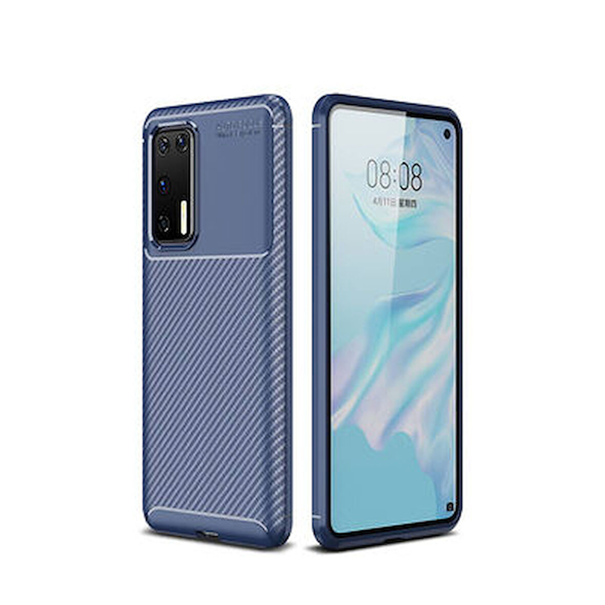 Huawei P40 Kılıf Karbon Desenli Şık Tamia Premium Silikon Kapak