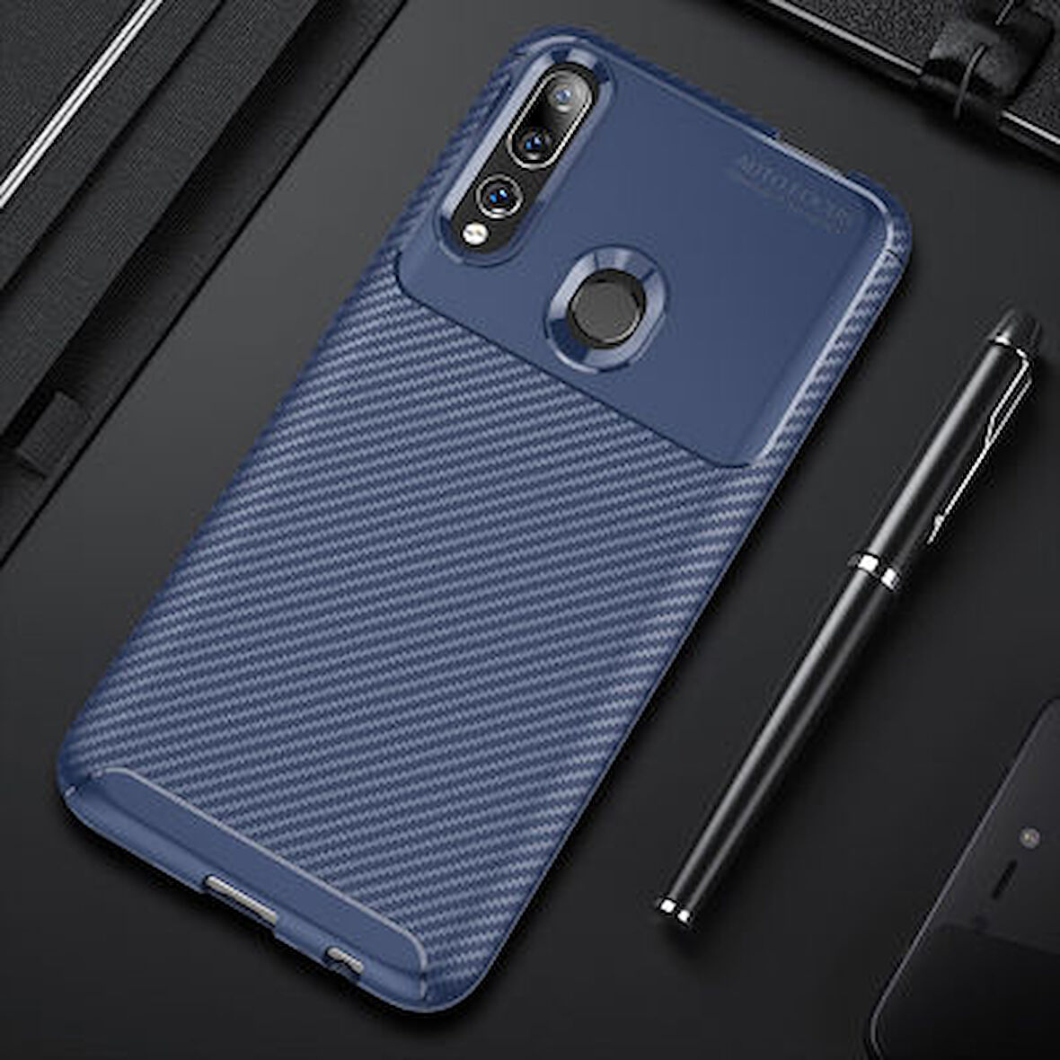 Huawei Y9 Prime 2019 Kılıf Karbon Desenli Şık Negro Premium Silikon Kapak