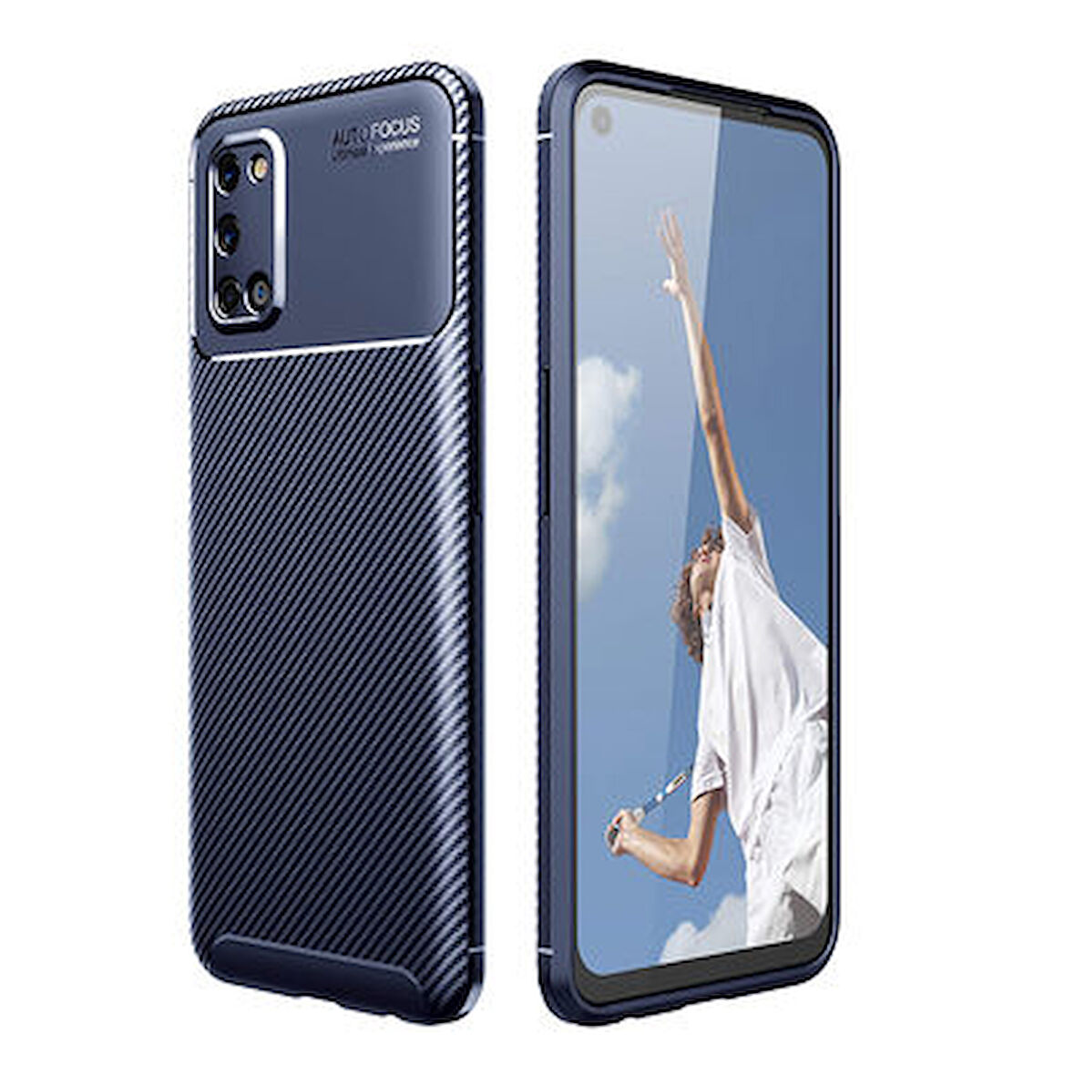Oppo A52 Kılıf Karbon Desenli Esnek Yüksek Kaliteli Meteryalden Üretilmiş Silikon Kapak RYC/Negro