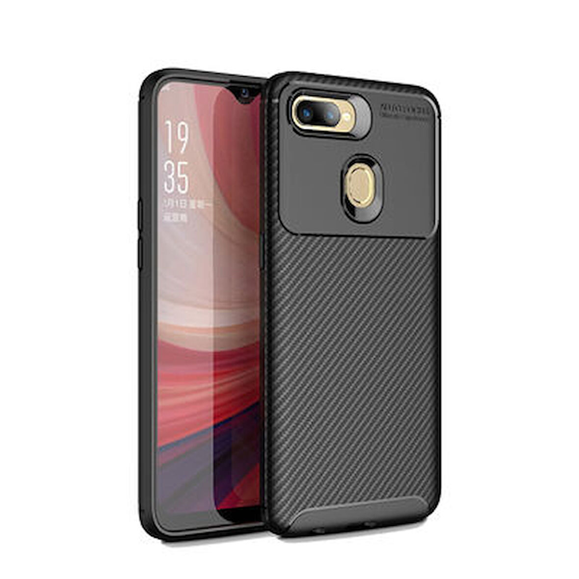 Oppo A7X Kılıf Karbon Desenli Şık Tamia Premium Silikon Kapak